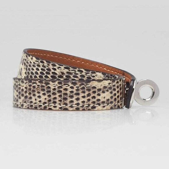 Hermes Ombre Lizard Palladium Plated Kelly Double Tour Bracelet Size T2 - Picture 4 of 10